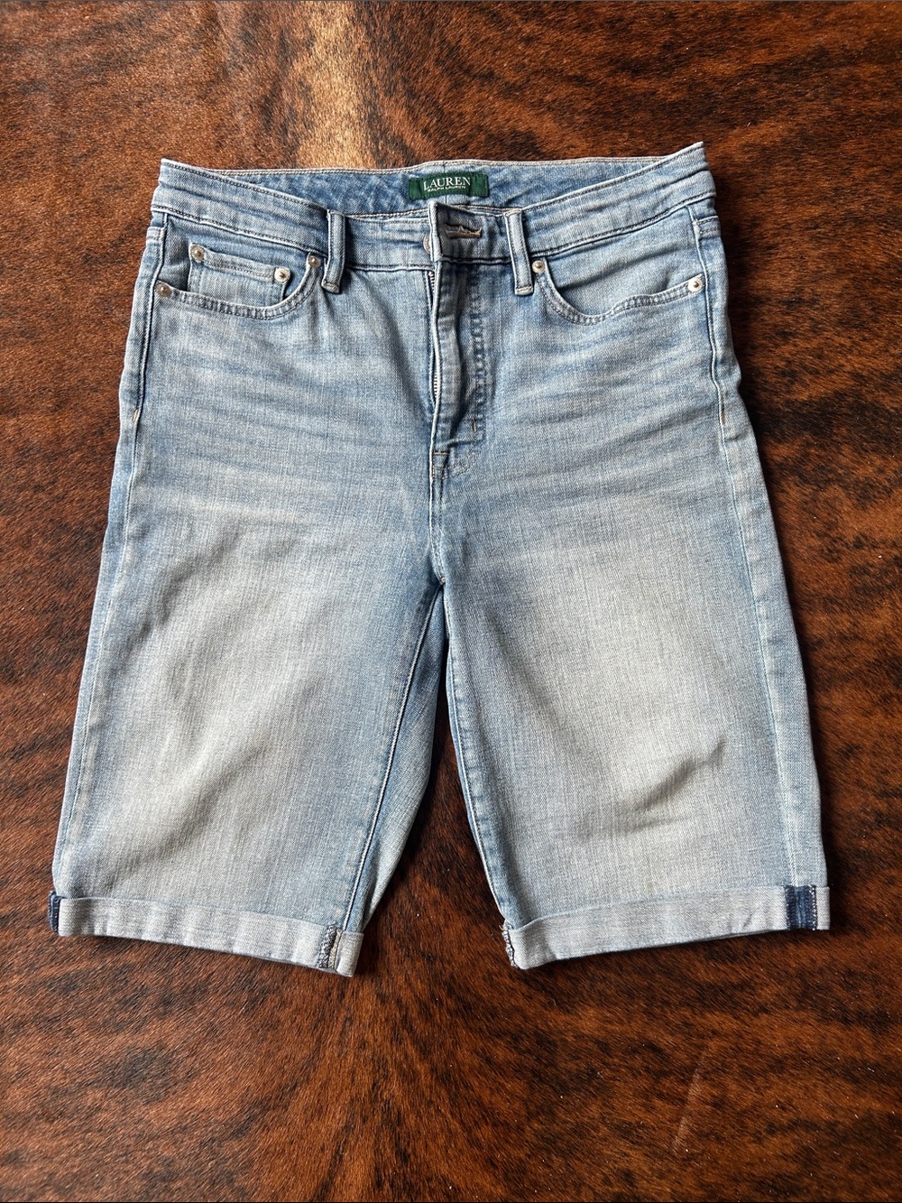 Lauren Ralph Lauren Light Blue Denim High-Waist Women's Shorts